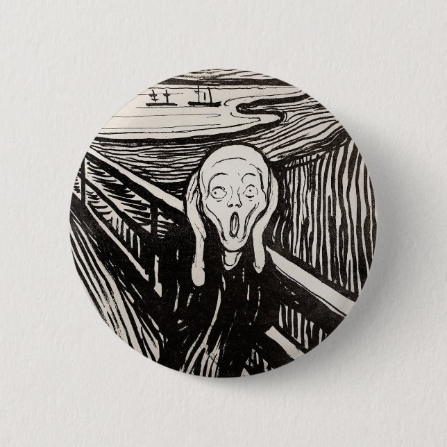 Edvard Munch The Scream Lithograph Print Famous Button (Front)