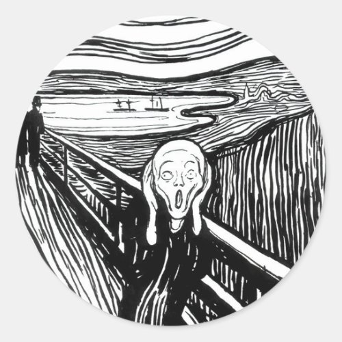 Edvard Munch _ The Scream Lithography Classic Round Sticker