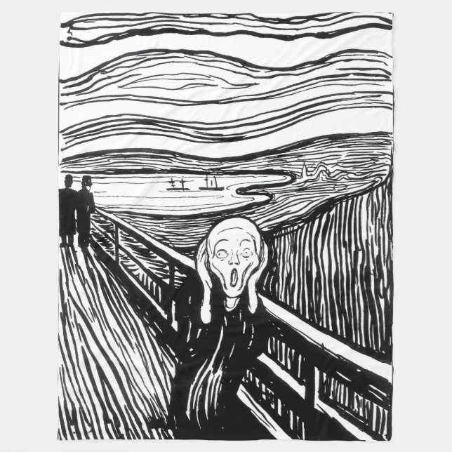 Edvard Munch - The Scream Lithography Fleece Blanket (Front)