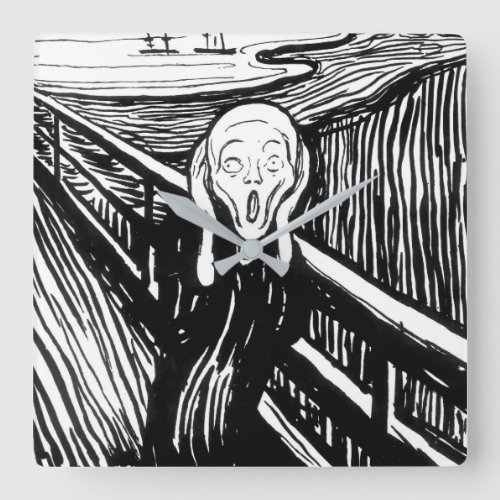 Edvard Munch _ The Scream Lithography Square Wall Clock