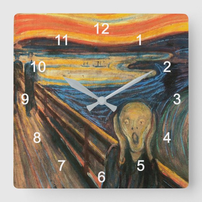 Edvard Munch, "The Scream" Square Wall Clock (Front)
