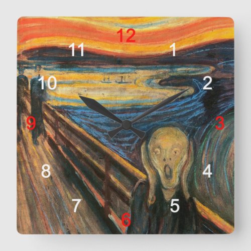 Edvard Munch   The Scream  Square Wall Clock