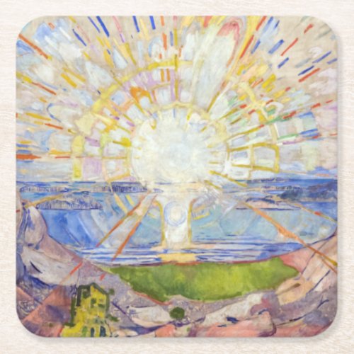Edvard Munch _ The Sun 1911 Square Paper Coaster