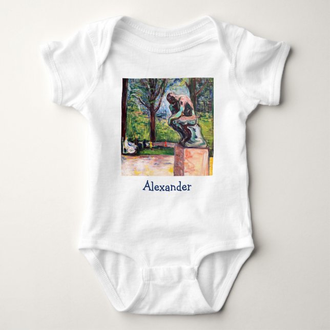Edvard Munch - The Thinker by Rodin  Baby Bodysuit (Front)