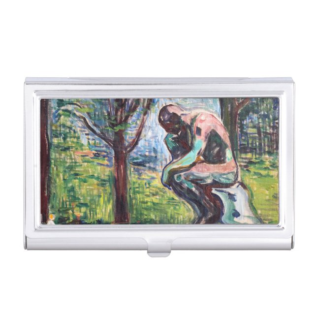 Edvard Munch - The Thinker by Rodin Business Card Case (Front)