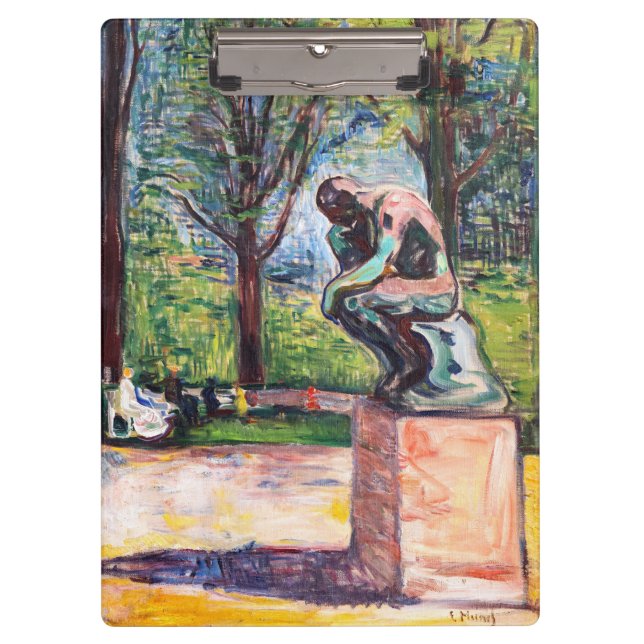 Edvard Munch - The Thinker by Rodin Clipboard (Front)