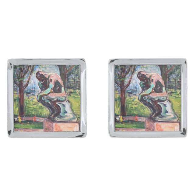 Edvard Munch - The Thinker by Rodin Cufflinks (Front)
