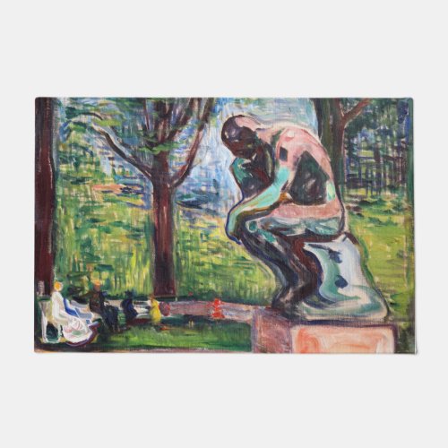 Edvard Munch _ The Thinker by Rodin Doormat