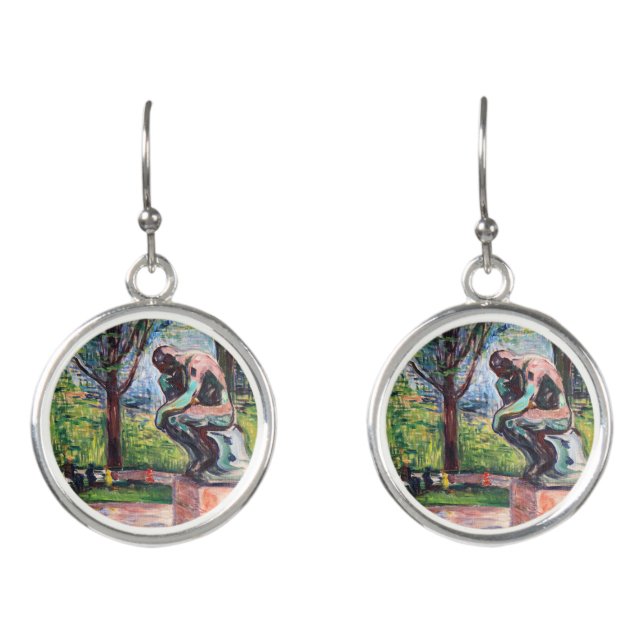 Edvard Munch - The Thinker by Rodin Earrings (Front)