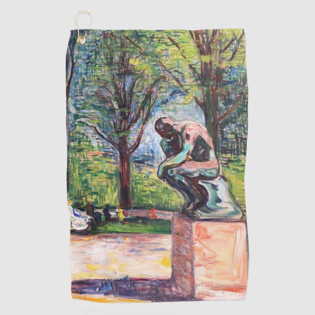 Edvard Munch - The Thinker by Rodin Golf Towel (Front)
