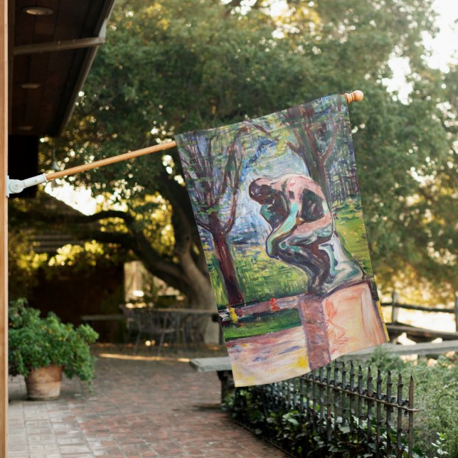 Edvard Munch - The Thinker by Rodin House Flag (In SItu)