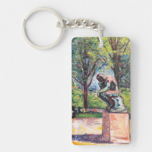 Edvard Munch - The Thinker by Rodin Keychain