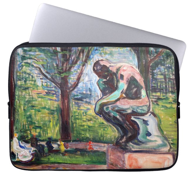Edvard Munch - The Thinker by Rodin Laptop Sleeve (Front)