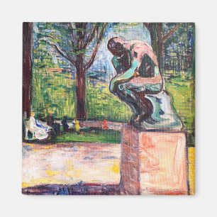Edvard Munch - The Thinker by Rodin Magnet