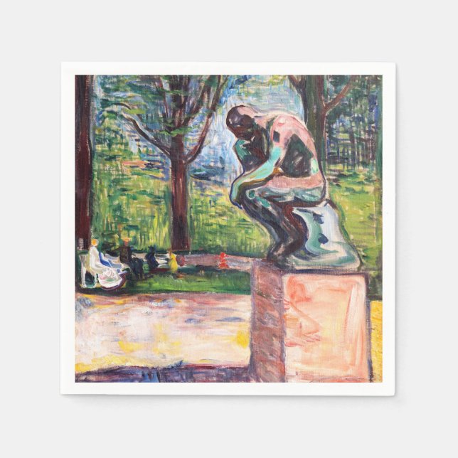 Edvard Munch - The Thinker by Rodin Napkins (Front)