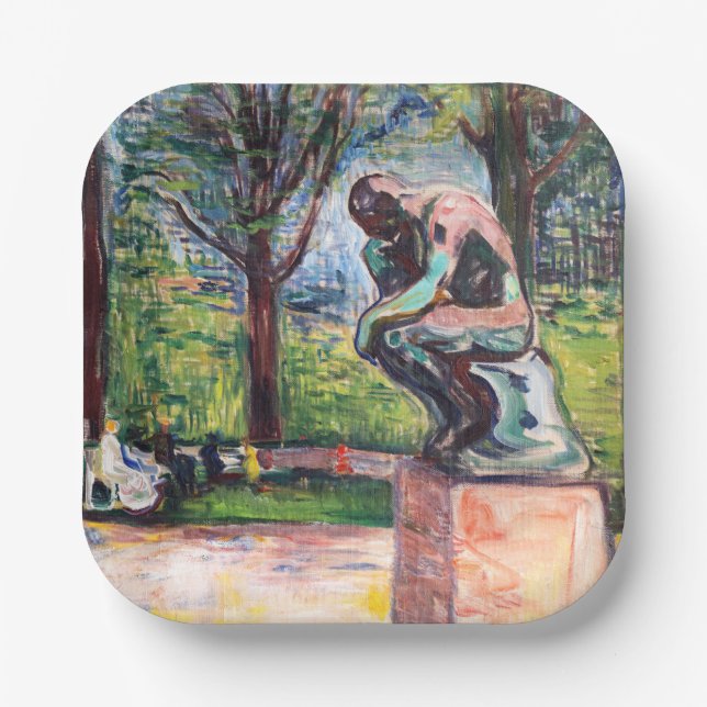 Edvard Munch - The Thinker by Rodin Paper Plates (Front)