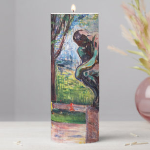 Edvard Munch - The Thinker by Rodin Pillar Candle
