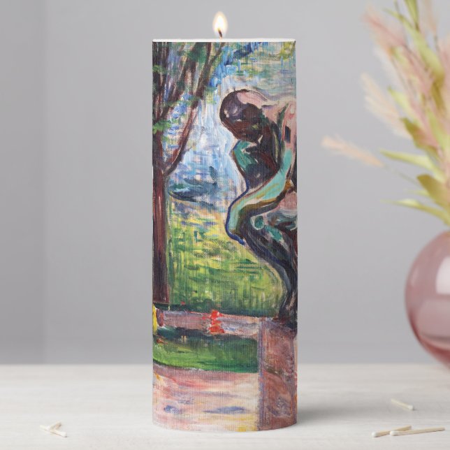 Edvard Munch - The Thinker by Rodin Pillar Candle (In Situ)