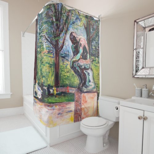 Edvard Munch _ The Thinker by Rodin Shower Curtain
