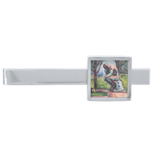 Edvard Munch _ The Thinker by Rodin Silver Finish Tie Bar