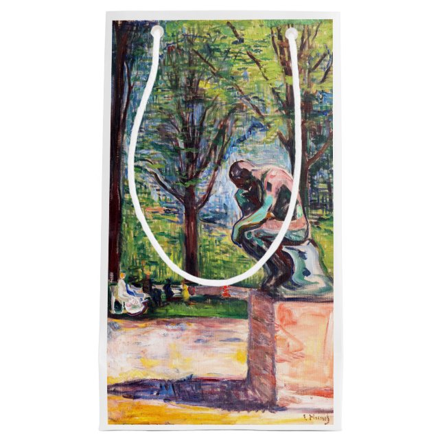 Edvard Munch - The Thinker by Rodin Small Gift Bag (Front)