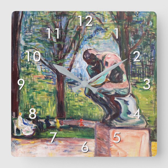 Edvard Munch - The Thinker by Rodin Square Wall Clock (Front)