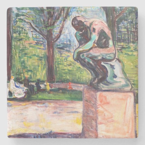 Edvard Munch _ The Thinker by Rodin Stone Coaster
