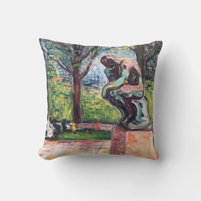 Edvard Munch - The Thinker by Rodin Throw Pillow (Front)
