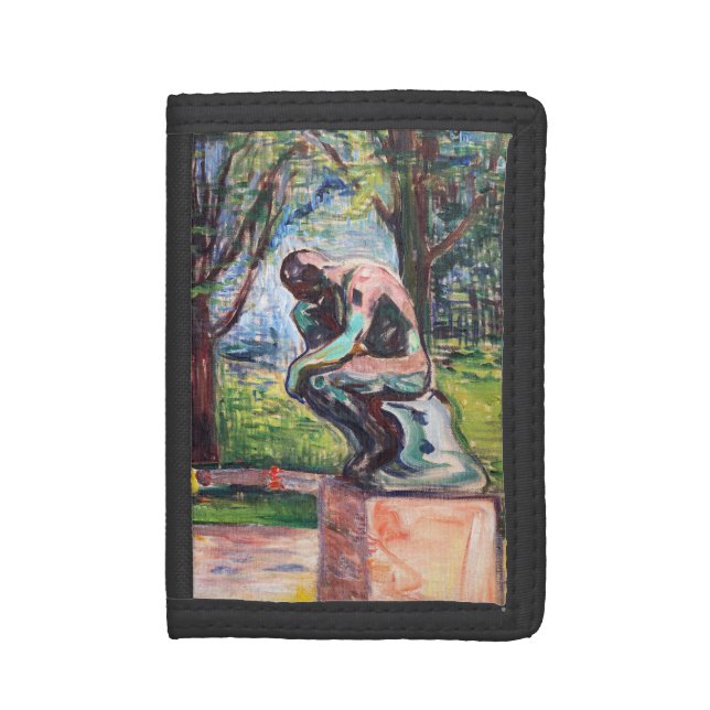 Edvard Munch - The Thinker by Rodin Trifold Wallet (Front Vertical)