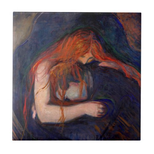 Edvard Munch _ Vampire  Love and Pain Ceramic Tile