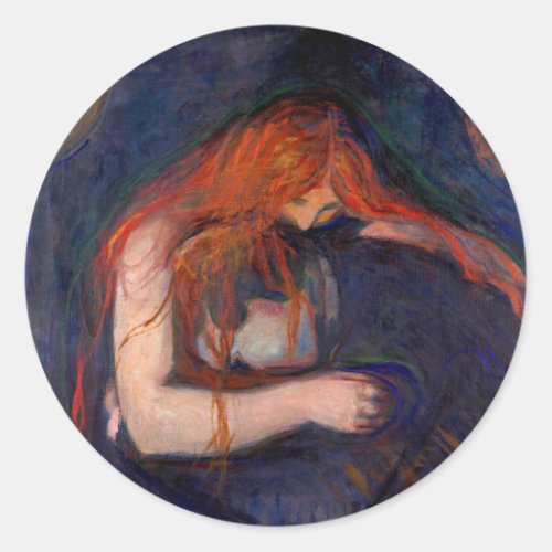 Edvard Munch _ Vampire  Love and Pain Classic Round Sticker