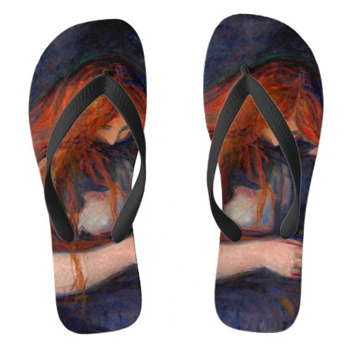 Edvard Munch _ Vampire  Love and Pain Flip Flops