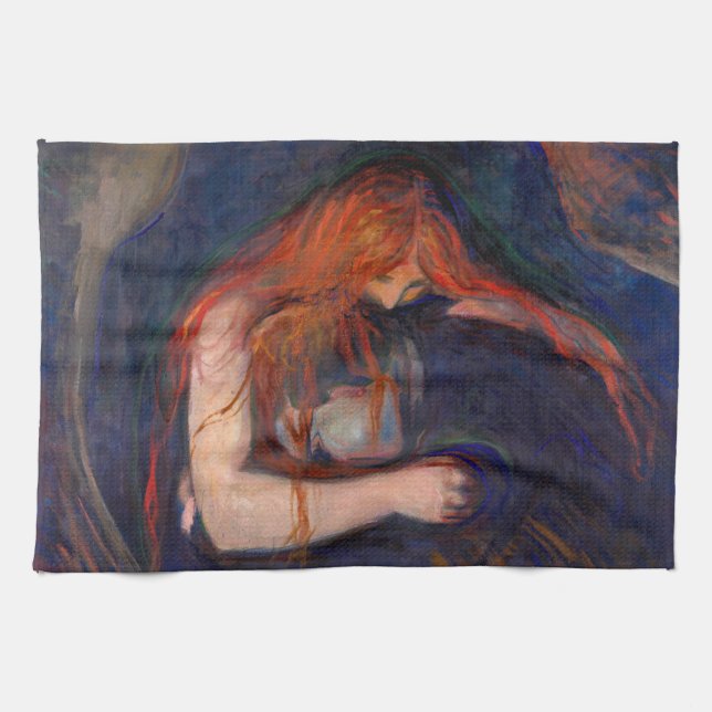 Edvard Munch - Vampire / Love and Pain Kitchen Towel (Horizontal)