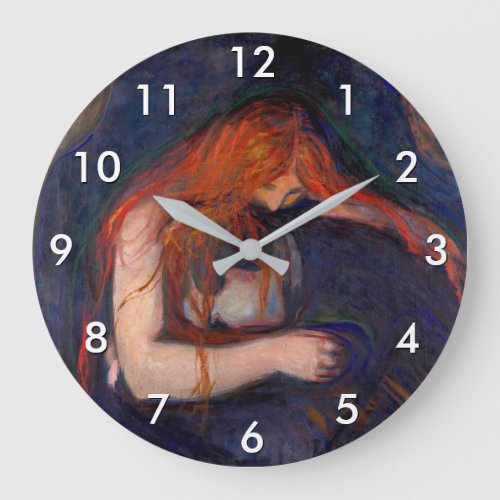 Edvard Munch _ Vampire  Love and Pain Large Clock
