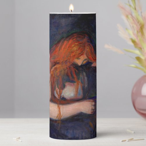 Edvard Munch _ Vampire  Love and Pain Pillar Candle