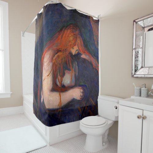 Edvard Munch _ Vampire  Love and Pain Shower Curtain