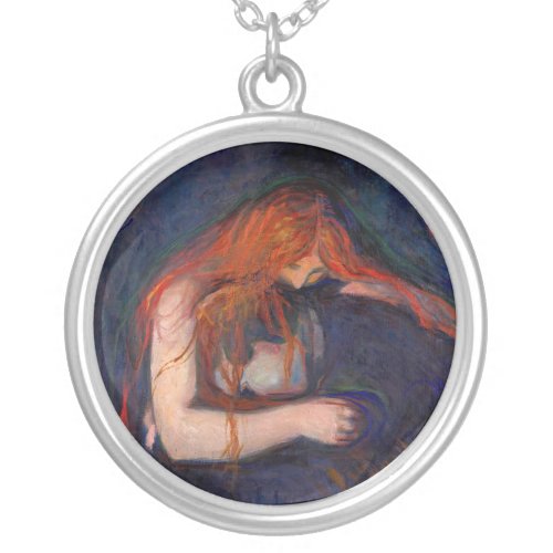 Edvard Munch _ Vampire  Love and Pain Silver Plated Necklace