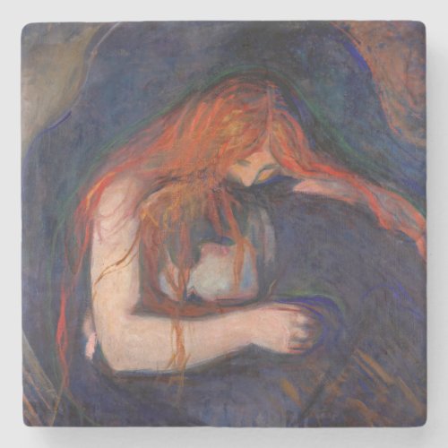 Edvard Munch _ Vampire  Love and Pain Stone Coaster