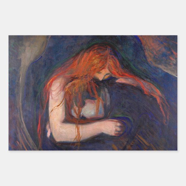 Edvard Munch - Vampire / Love and Pain Wrapping Paper Sheets (Front)