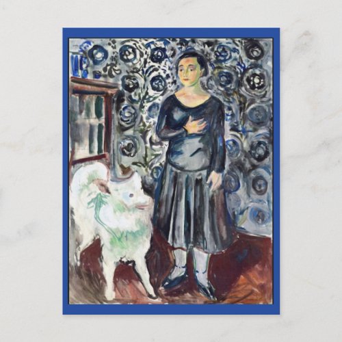 Edvard Munch Woman with Samoyed Painting Postcard