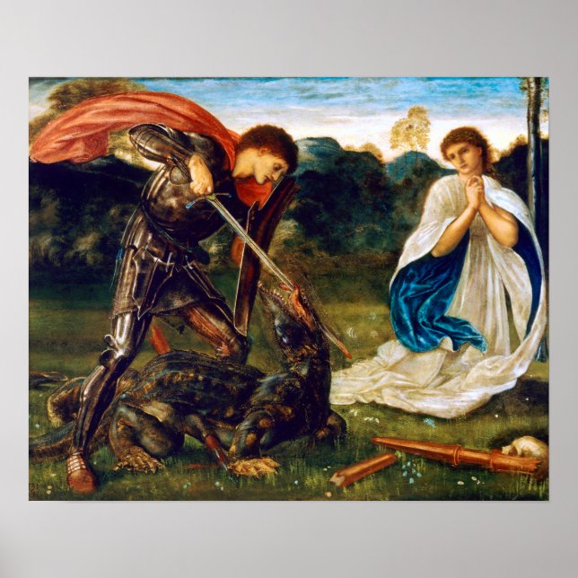 Edward Burne-Jones Fight St. George Kills Dragon Poster (Front)