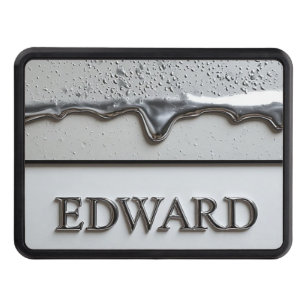 Edward Chrome Nameplate With Liquid Metal Drips Hitch Cover