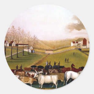 Edward Hicks - An Indian Summer View of the Farm Classic Round Sticker