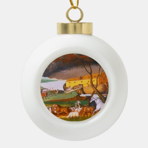Edward Hicks Noahs Ark Ceramic Ball Christmas Ornament