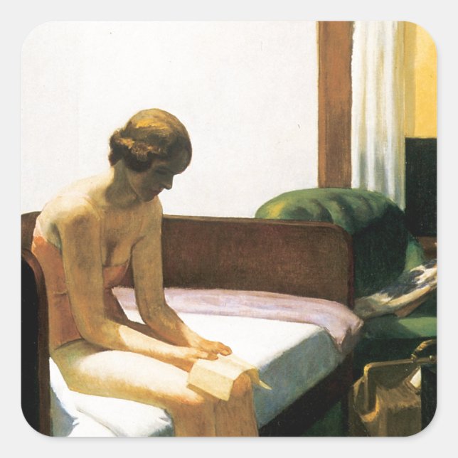 Edward Hopper Hotel Room Square Sticker (Front)