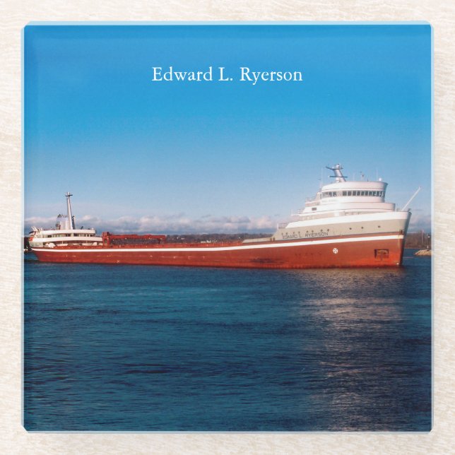 Edward L. Ryerson glass coaster (Front)