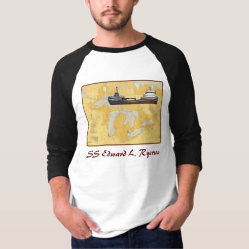 Edward L Ryerson Great Lakes Ship on chart T_Shirt