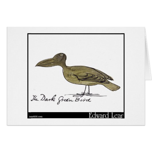 Edward Lear's Dark Green Bird Cards (Front Horizontal)