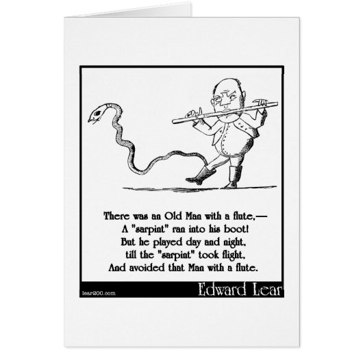 Edward Lear's Old Man with a flute Limerick Cards (Front)