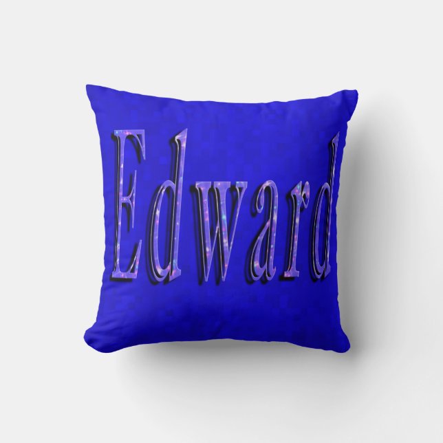 Edward Name Logo On Blue Mosaic, Throw Pillow (Front)